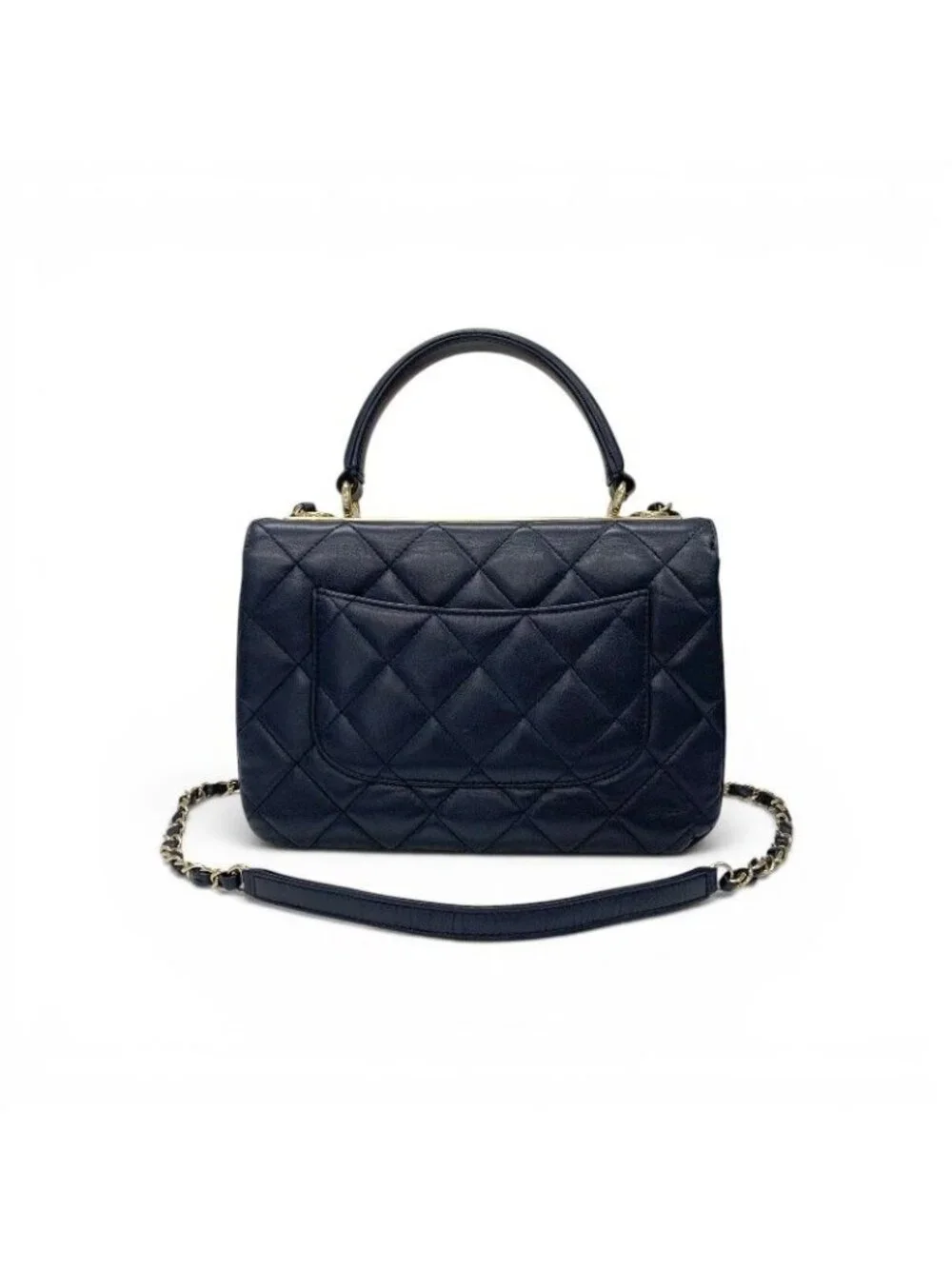 Chanel Trendy CC Shoulder Bag Navy Gold CC Logo Turnlock Chain 2-Way